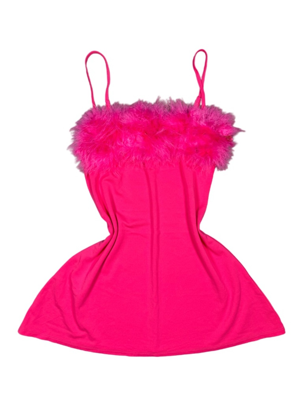 Sugar Thrillz Bright Pink Feather-Trim Mini Dress